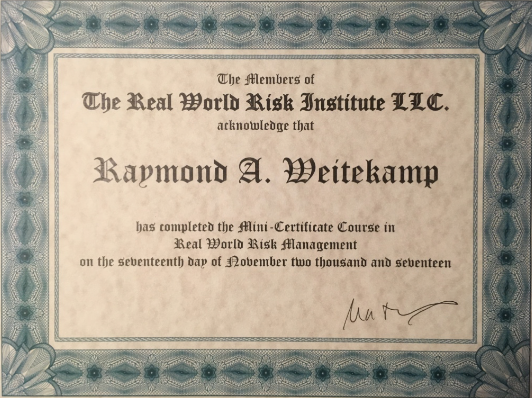 My RWRI Certificate